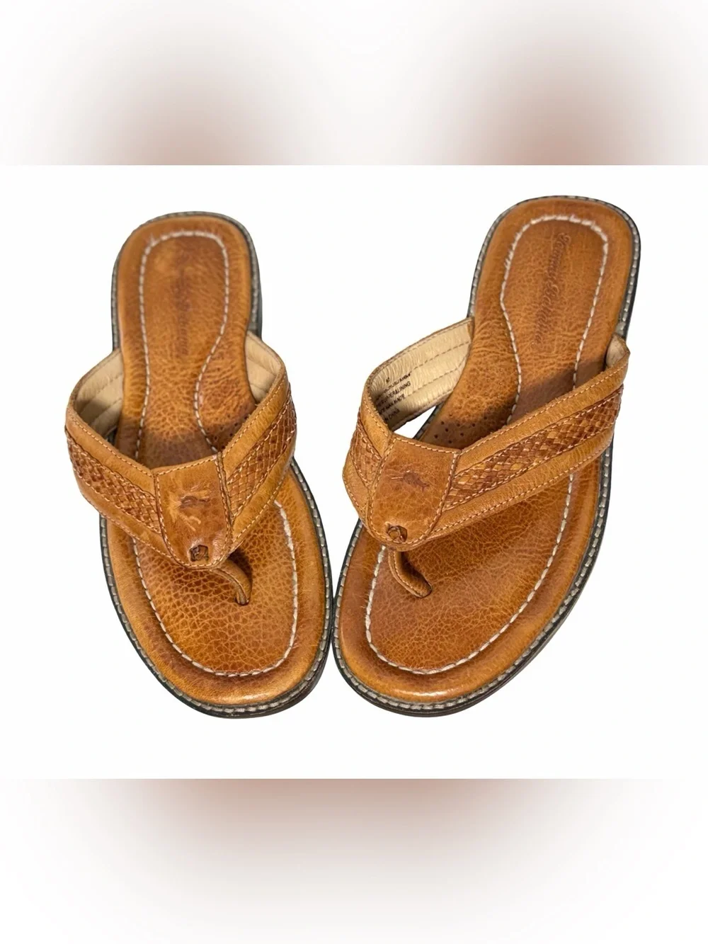 Tommy Bahama Anchors Away Leather Thong Sandals in Brown, Size 9D